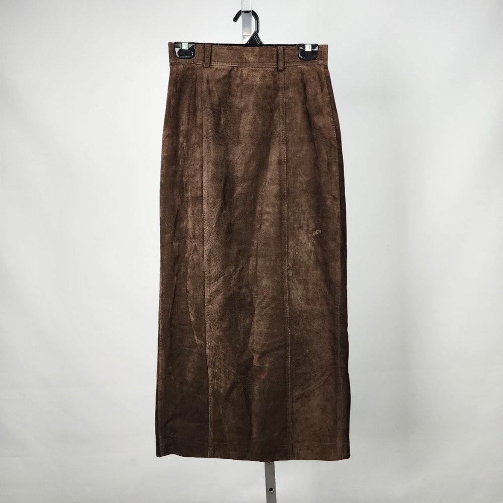 VINTAGE Brown Suede Long Skirt Size S
